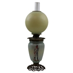 c.1900-1920 Original Gone with the Glass Golf/University Themed Hand Painted Table Lamp
