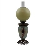 c.1900-1920 Original Gone with the Glass Golf/University Themed Hand Painted Table Lamp