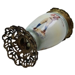 c.1900-1920 Original Gone with the Glass Golf/University Themed Hand Painted Table Lamp