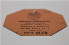 1946 Masters Tournament Sunday Final Round Ticket #3516 - Herman Keiser Winner