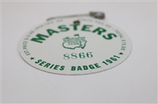 1961 Masters Tournament SERIES Badge #8866 - Gary Player Winner 