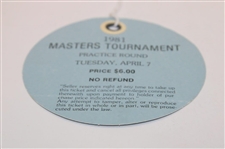 Tom Watson Signed 1981 Masters Tournament Tuesday Ticket #09224 JSA ALOA