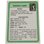 Tom Watson Signed 1981 Donruss PGA Tour Stat Leader Card JSA ALOA