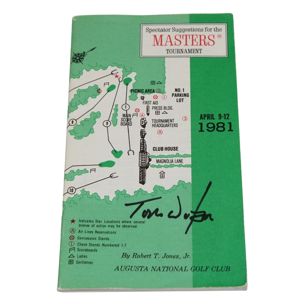 Tom Watson Signed 1981 Masters Tournament Spectator Guide JSA ALOA