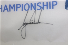 Tiger Woods Signed 2004 EDS Byron Nelson Championship Flag & Golf Ball - Framed Display JSA ALOA