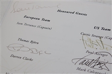 2002 Ryder Cup Welcome Dinner Gala Menu signed by Both Teams & Captains JSA ALOA