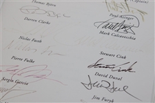 2002 Ryder Cup Welcome Dinner Gala Menu signed by Both Teams & Captains JSA ALOA