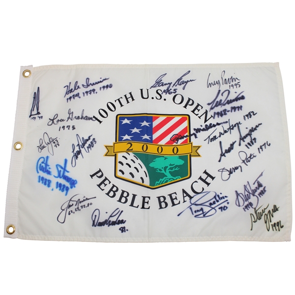 Jack Nicklaus & Seventeen (17) US Open Champs Signed w/Dates Won 2000 US Open at Pebble Flag JSA ALOA