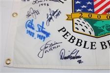 Jack Nicklaus & Seventeen (17) US Open Champs Signed w/Dates Won 2000 US Open at Pebble Flag JSA ALOA