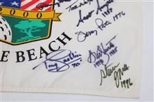 Jack Nicklaus & Seventeen (17) US Open Champs Signed w/Dates Won 2000 US Open at Pebble Flag JSA ALOA