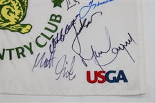 Rory McIlroy & Fifteen (15) Champs Signed 2022 US Open at The Country Club Embroidered Flag JSA ALOA