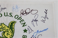 Rory McIlroy & Fifteen (15) Champs Signed 2022 US Open at The Country Club Embroidered Flag JSA ALOA
