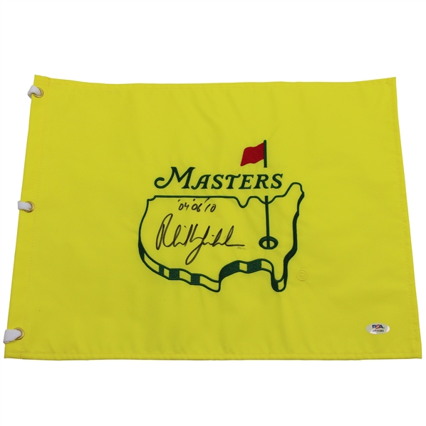 Phil Mickelson Signed Undated Masters Tournament Embroidered Flag w/Years Won PSA #AP31283