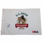 Dustin Johnson Signed 2016 US Open at Oakmont Embroidered Flag JSA ALOA