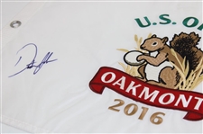 Dustin Johnson Signed 2016 US Open at Oakmont Embroidered Flag JSA ALOA