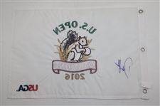 Dustin Johnson Signed 2016 US Open at Oakmont Embroidered Flag JSA ALOA