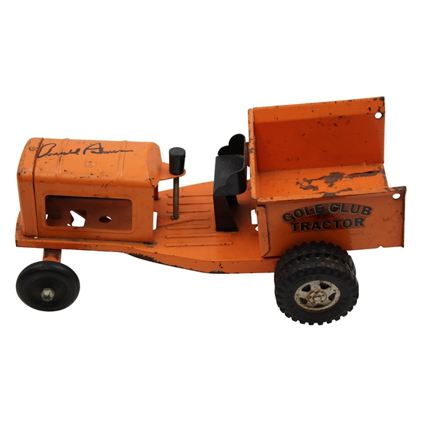 Arnold Palmer Signed Vintage Metal Golf Club Tractor by Tonka Toys JSA ALOA