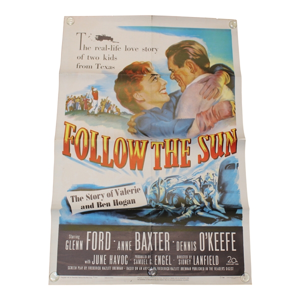 1950s Original Ben Hogan Follow The Sun Movie Poster - Large