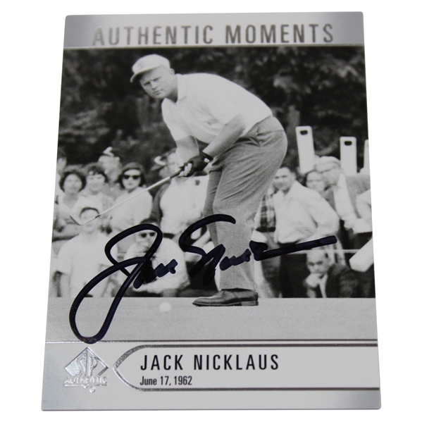 Jack Nicklaus Signed 2021 Authentic Moments 1962 US Open Upper Deck Card JSA ALOA
