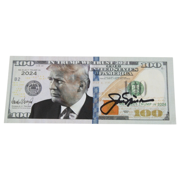 Jack Nicklaus Signed Novelty President Donald Trump $100 Bill JSA ALOA