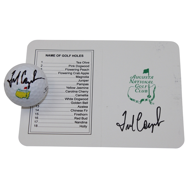 Fred Couples Signed Masters Logo Golf Ball & Augusta National GC Scorecard JSA ALOA