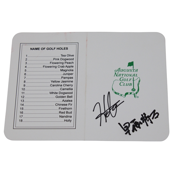 Hideki Matsuyama & Caddy Shota Signed Augusta National GC Scorecard JSA ALOA