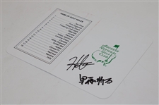 Hideki Matsuyama & Caddy Shota Signed Augusta National GC Scorecard JSA ALOA