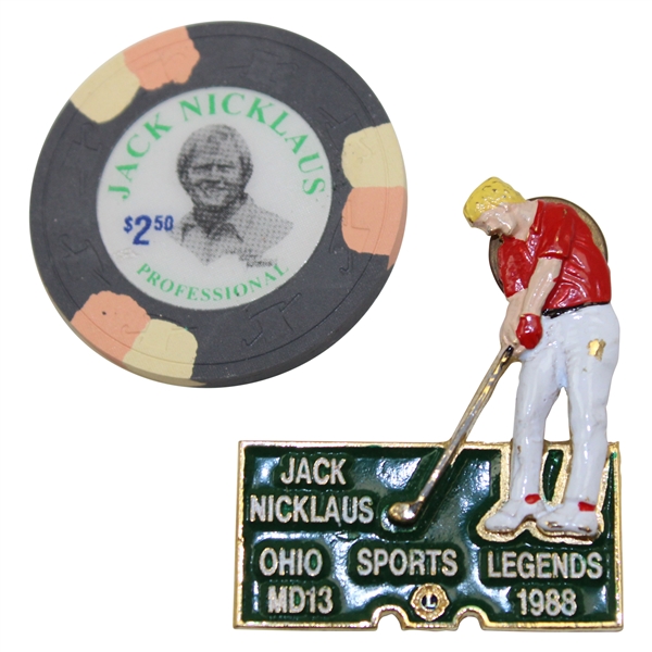 Jack Nicklaus 1988 Ohio Sports Legends MD13 Pin & Professional Poker Chip