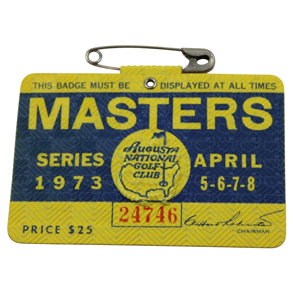 1973 Masters Tournament SERIES Badge #24746 - Tommy Aaron Win