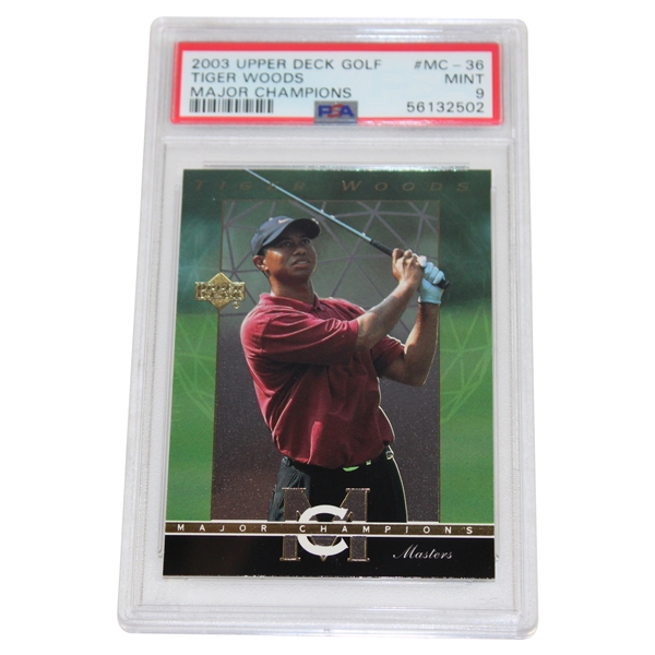 2003 Upper Deck Golf Tiger Woods Major Champions Card PSA Mint 9