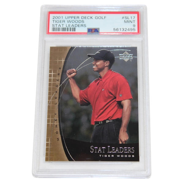 2001 Upper Deck Golf Stat Leaders Tiger Woods Card PSA Mint 9