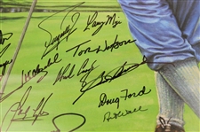 Sarazen, Player, Snead, Watson & 13 Masters Champs Signed Gene Sarazen Ambassador of Golf Poster - Sarazen Collection JSA ALOA