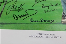 Sarazen, Player, Snead, Watson & 13 Masters Champs Signed Gene Sarazen Ambassador of Golf Poster - Sarazen Collection JSA ALOA