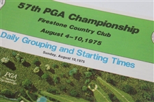 1975 PGA Championship Firestone Country Club Program, Ticket & Pairing - Jack Nicklaus Winner