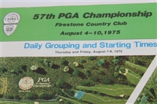1975 PGA Championship Firestone Country Club Program, Ticket & Pairing - Jack Nicklaus Winner