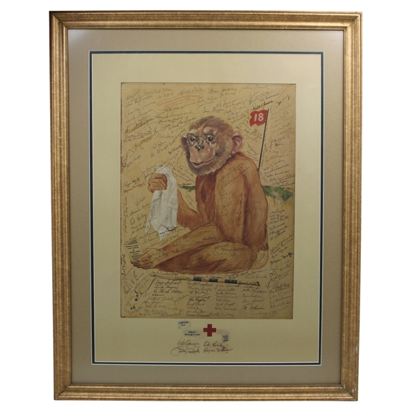 1940 US Open at Canterbury Multi-Facsimile Signed Portage GC Red Cross Print - Framed