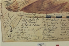 1940 US Open at Canterbury Multi-Facsimile Signed Portage GC Red Cross Print - Framed