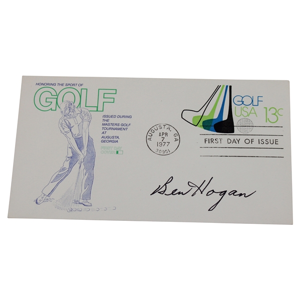 Ben Hogan Signed 1977 Masters First Day Cover JSA ALOA