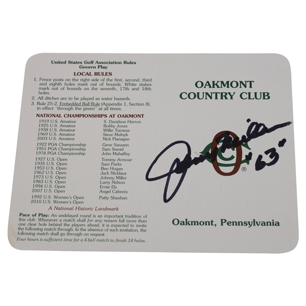 Johnny Miller Signed 1973 US Open Scorecard w/ His Filled in Scores on Inside JSA ALOA