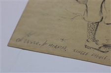 Original 1923 Pencil Drawing Of A Golfer In Knickers w/ Artist Initials