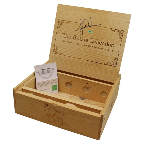 Tiger Woods Signed Far Niente The Estate Collection Napa Valley Wood Wine Box #UAS17108