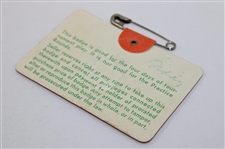 Tom Watson Signed 1977 Masters Tournament SERIES Badge #4882 JSA ALOA