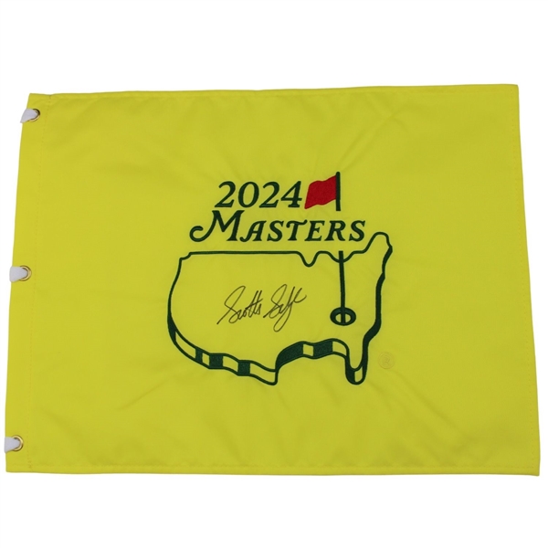 Scottie Scheffler Signed 2024 Masters Tournament Embroidered Flag JSA ALOA