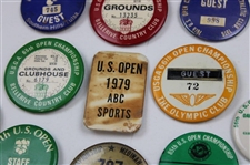 Thirteen (13) Various US Open Championship Badges - 1956, 1957, 1965, 1978, 1985 & more
