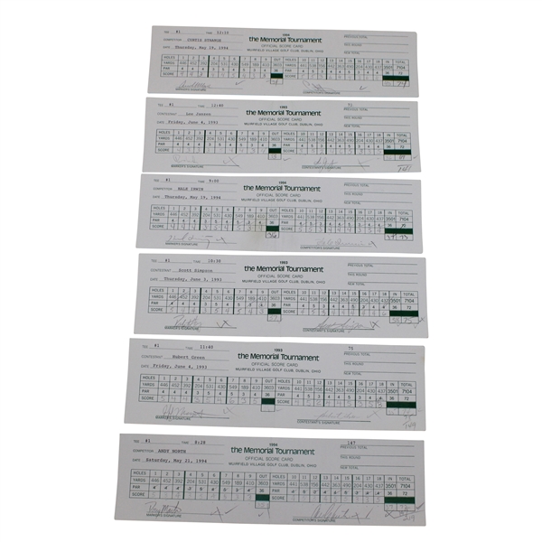 North, Strange, Janzen & (9) Others Signed 1993 & 1994 Memorial Tournament Official Scorecards