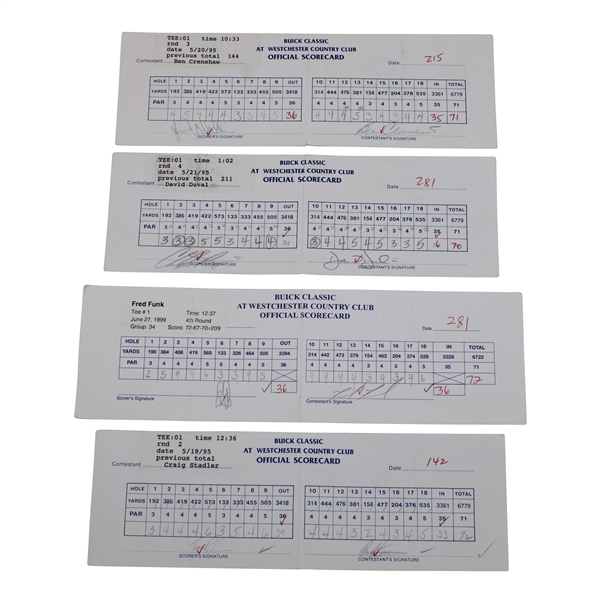Crenshaw, Stadler, Duval & (5) Others Signed 1995 & 1999 Buick Classic Official Scorecards