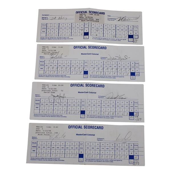Calcavecchia, Price, Duval & (5) Others Signed 1993-98-99 Mastercard Colonial Official Scorecards