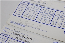 Mickelson, Floyd, Price, Pavin & (6) Others Signed 1993-94 World Series Of Golf & 1999 Vantage Championship Official Scorecards