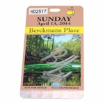Bubba Watson Signed 2014 Masters Berckmans Place Sunday Final Rd Badge #H02517 JSA ALOA