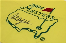 Phil Mickelson Signed 2004 Masters Tournament Embroidered Flag JSA ALOA